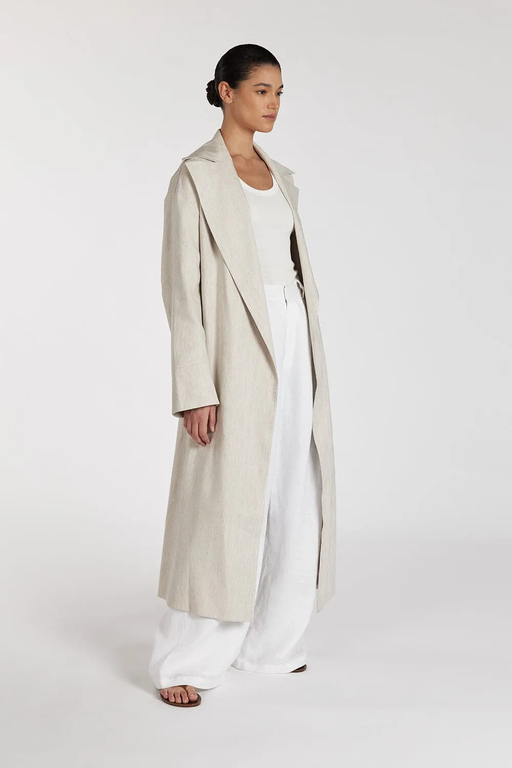 JOSEPHINA NATURAL LINEN BLEND TRENCH COAT