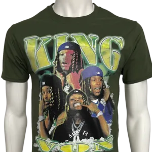 King Von Olive Men's Graphic Tees 100% Cotton