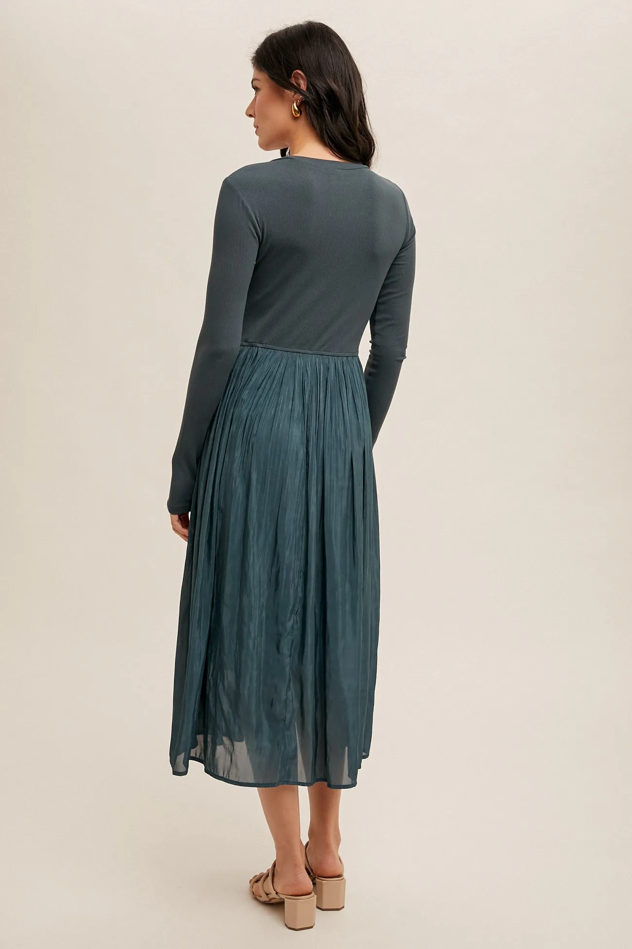 Knit Ribbed Pleated Dress #764