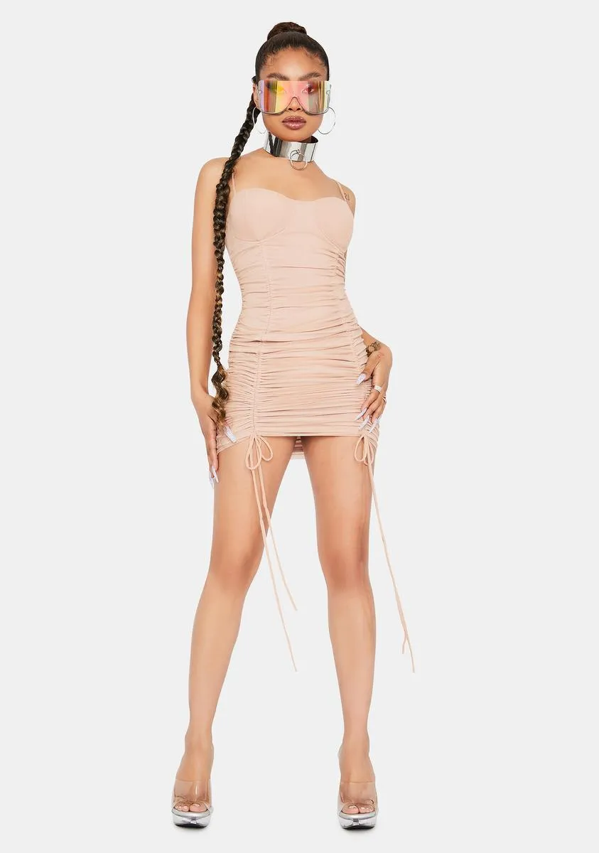 Latte Keep Talkin' Ruched Bodycon Dress