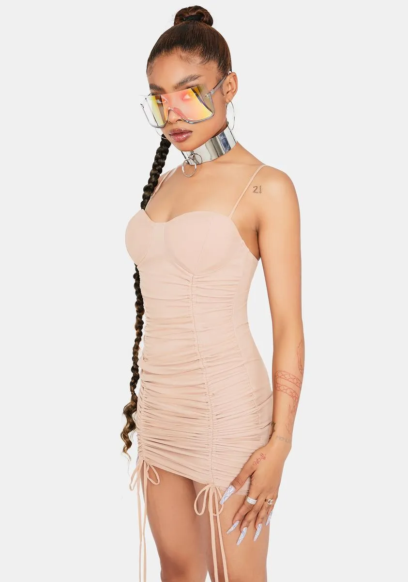 Latte Keep Talkin' Ruched Bodycon Dress