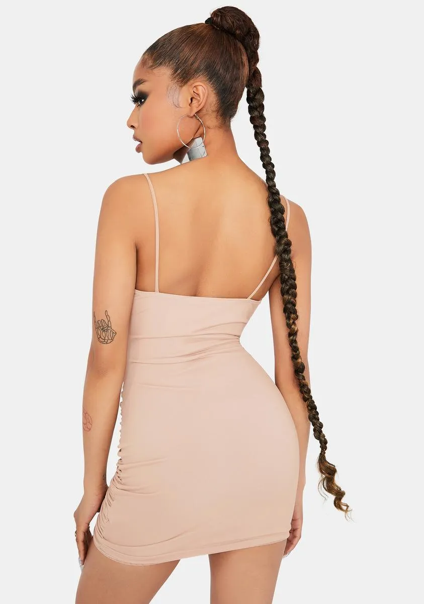 Latte Keep Talkin' Ruched Bodycon Dress