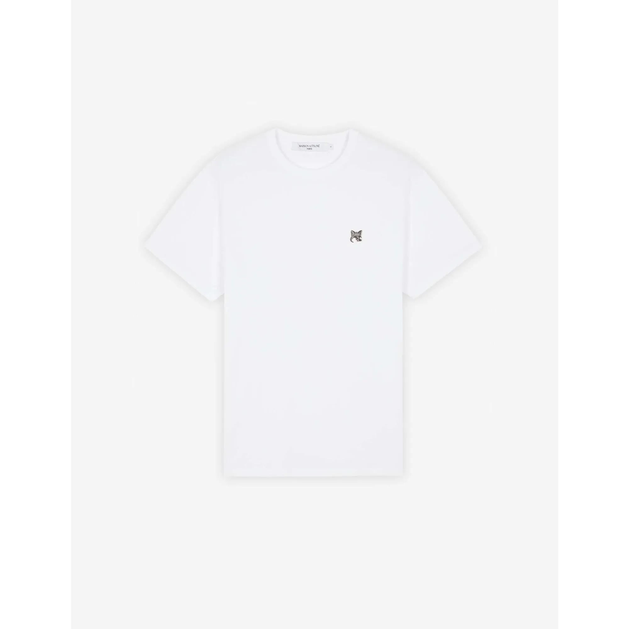 Men Grey Fox Head Patch Classic Tee-Shirt - White