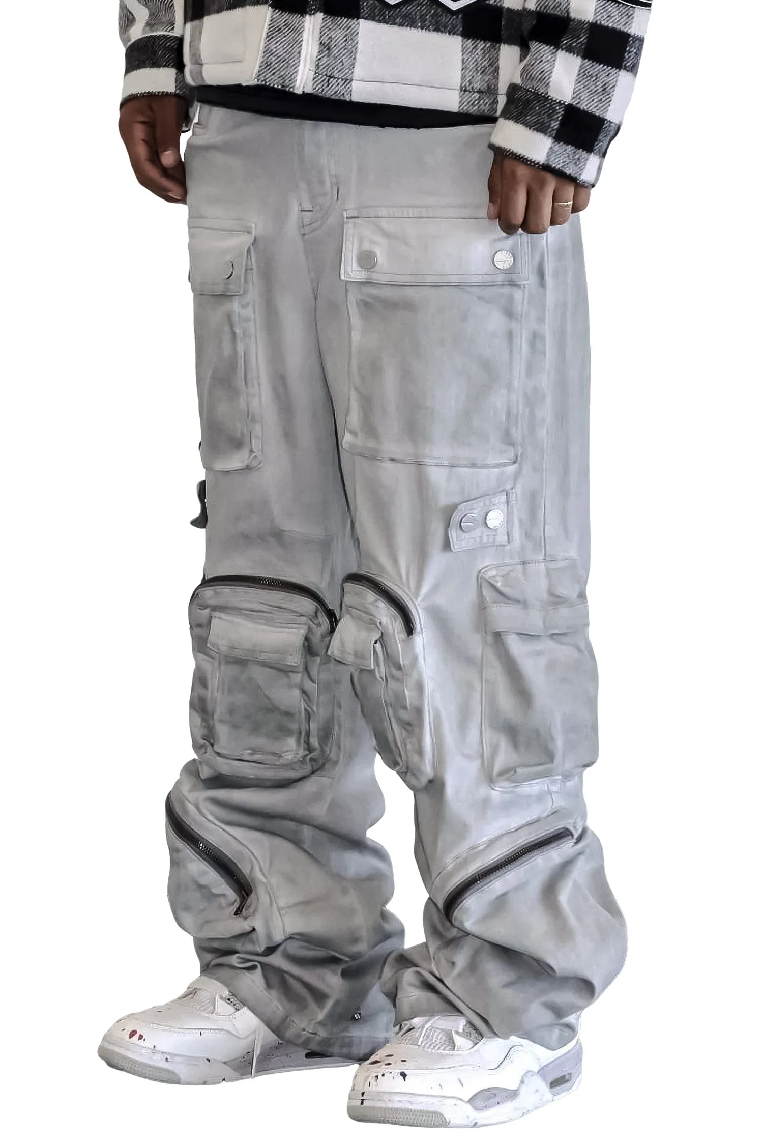 Men's Y2k Wide Fit Utility Cargo Baggy Denim Pants