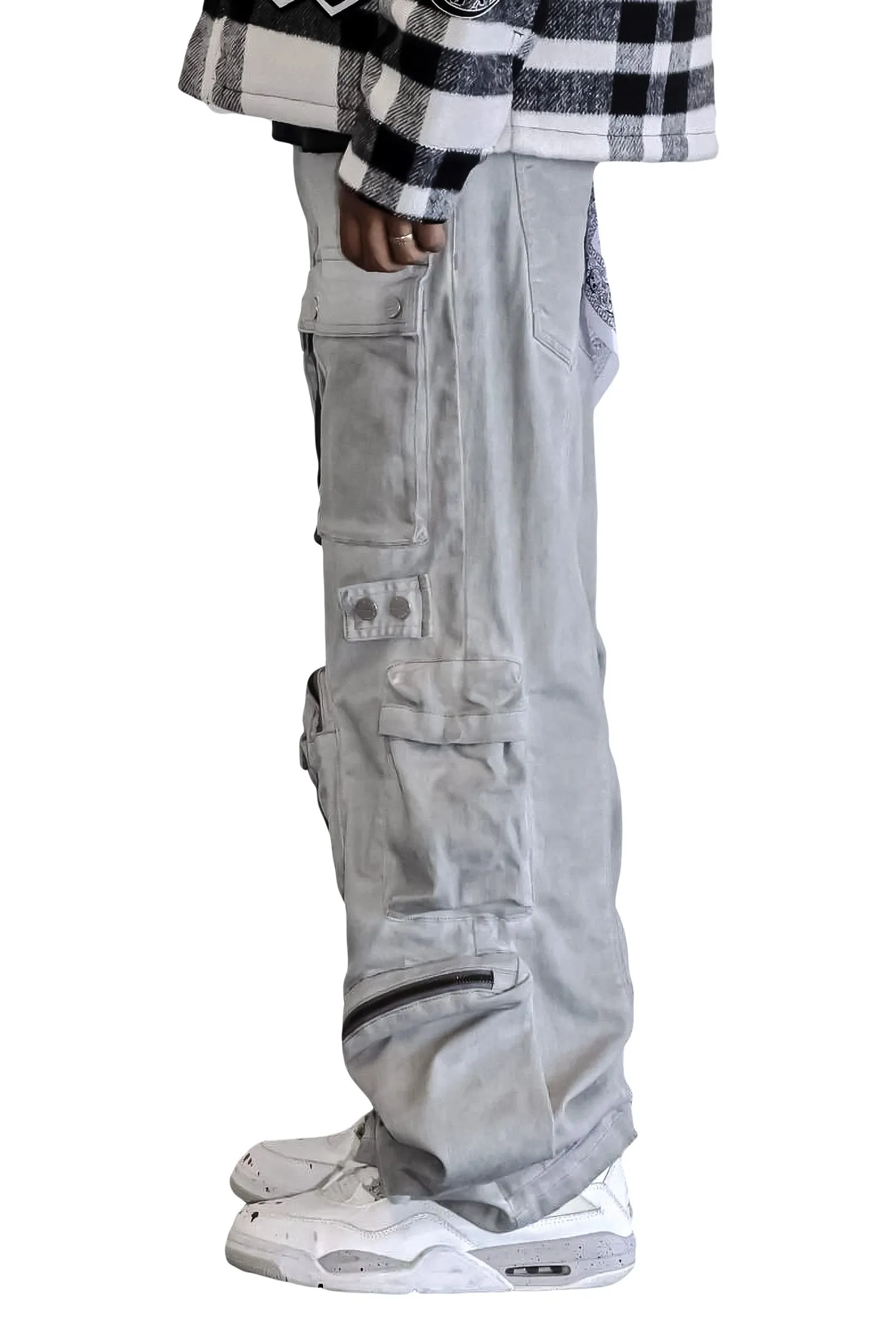 Men's Y2k Wide Fit Utility Cargo Baggy Denim Pants