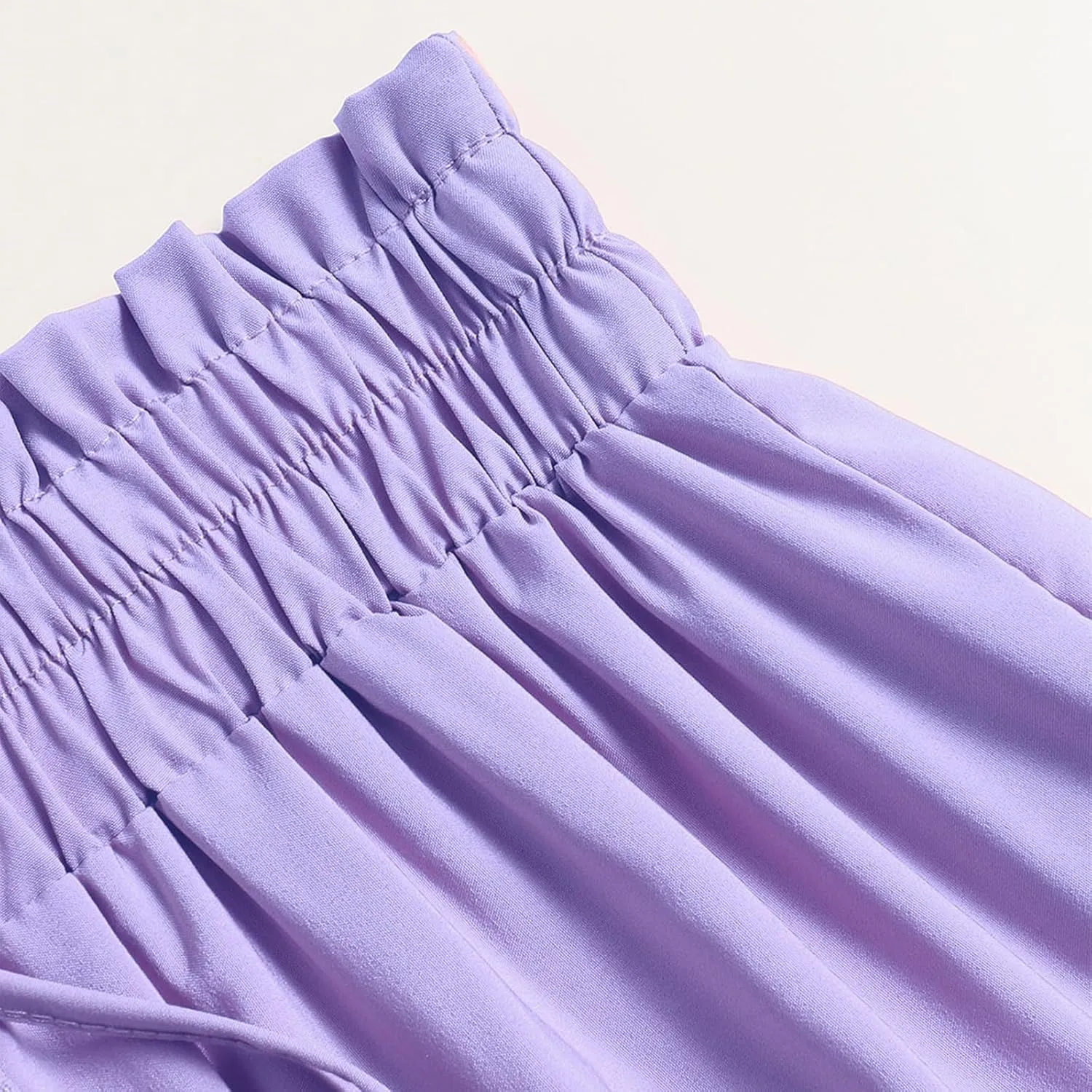 Midi Skirts for Women Summer Tiered Drawstring Elastic Waist Knee Length Skirts Pleated A Line Boho Solid Plain Skirts