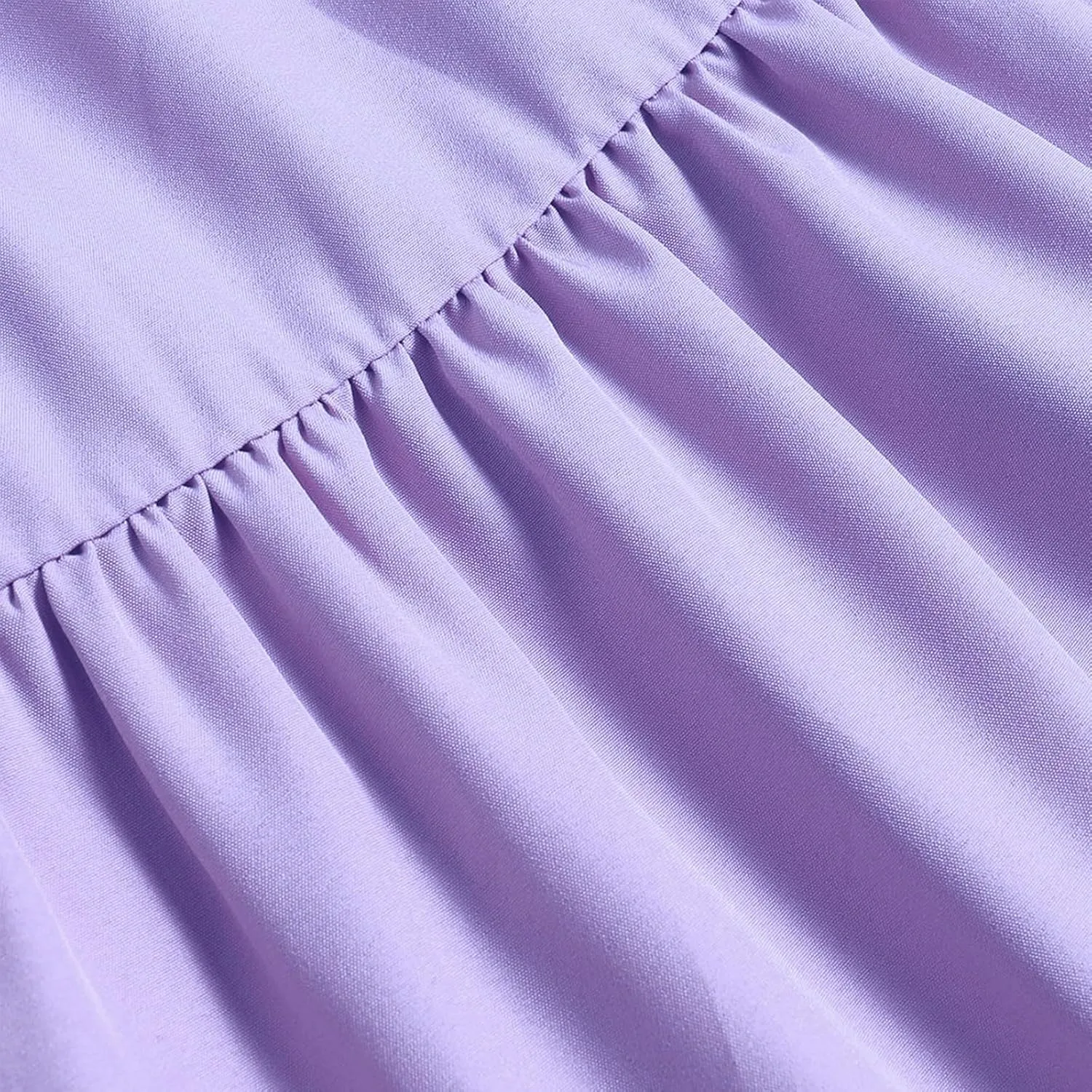 Midi Skirts for Women Summer Tiered Drawstring Elastic Waist Knee Length Skirts Pleated A Line Boho Solid Plain Skirts