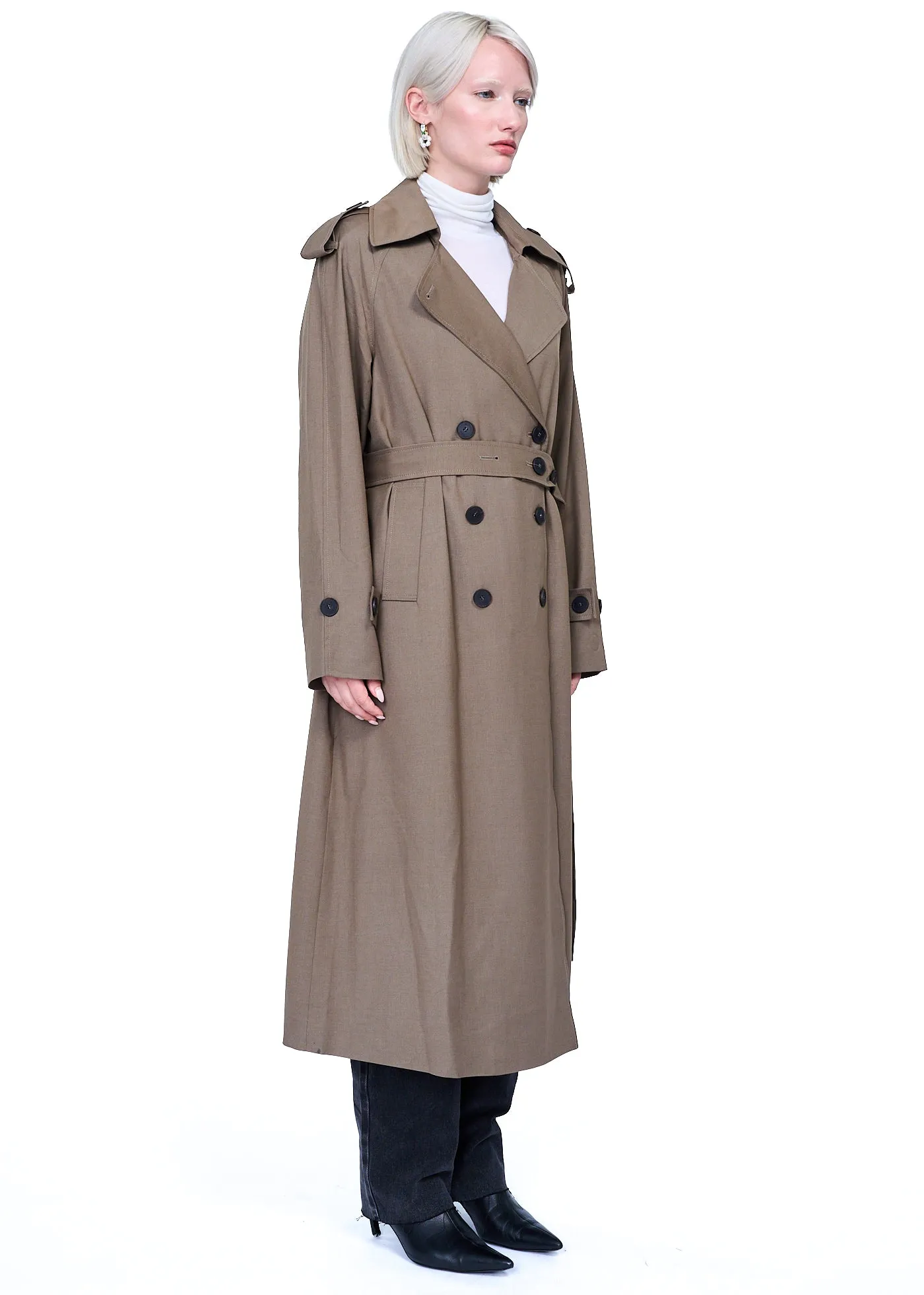 Mijeong Park Wool Blend Long Trench Coat