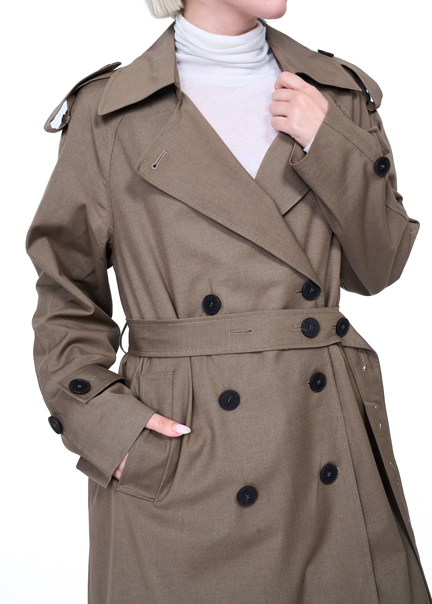 Mijeong Park Wool Blend Long Trench Coat