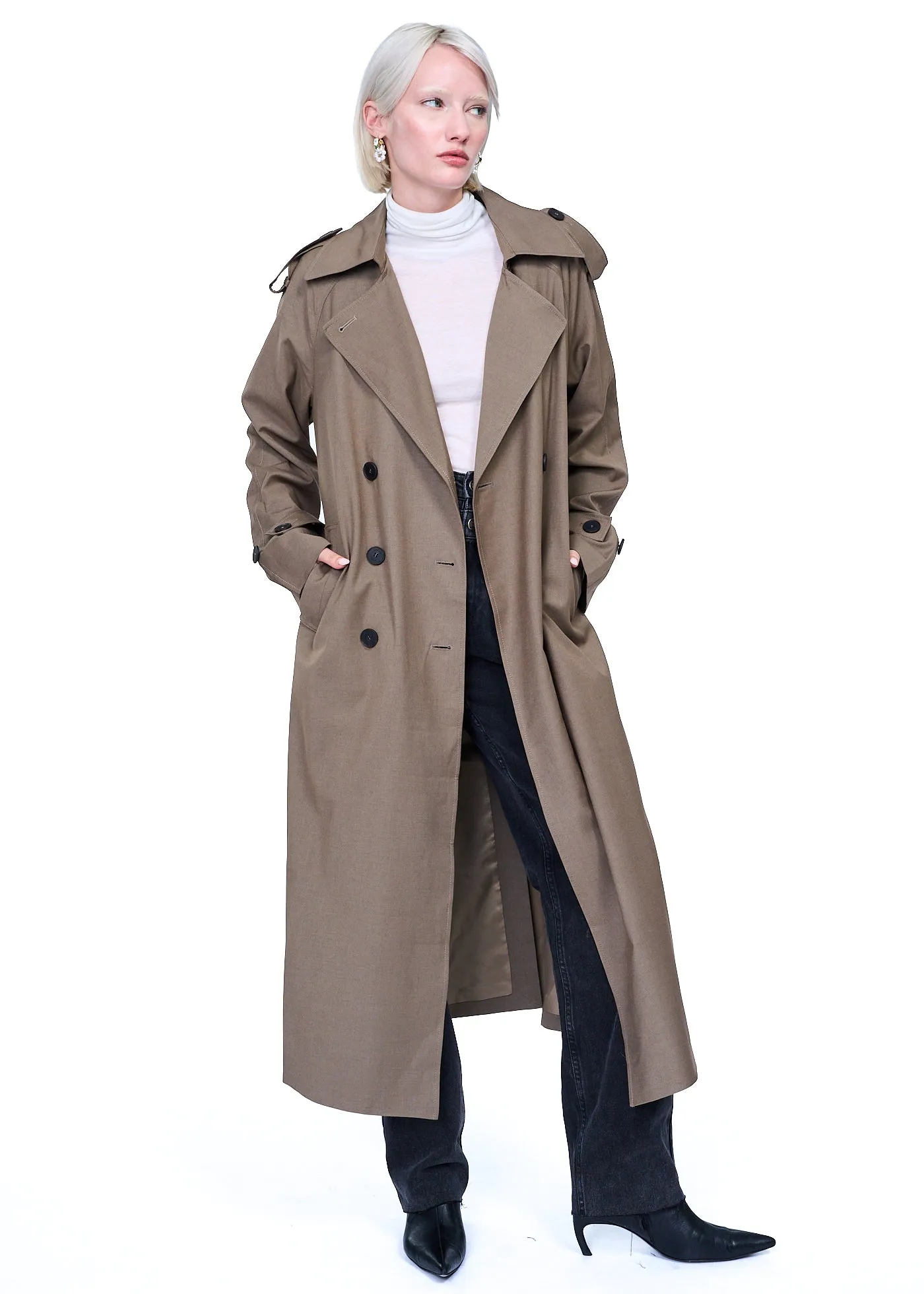 Mijeong Park Wool Blend Long Trench Coat