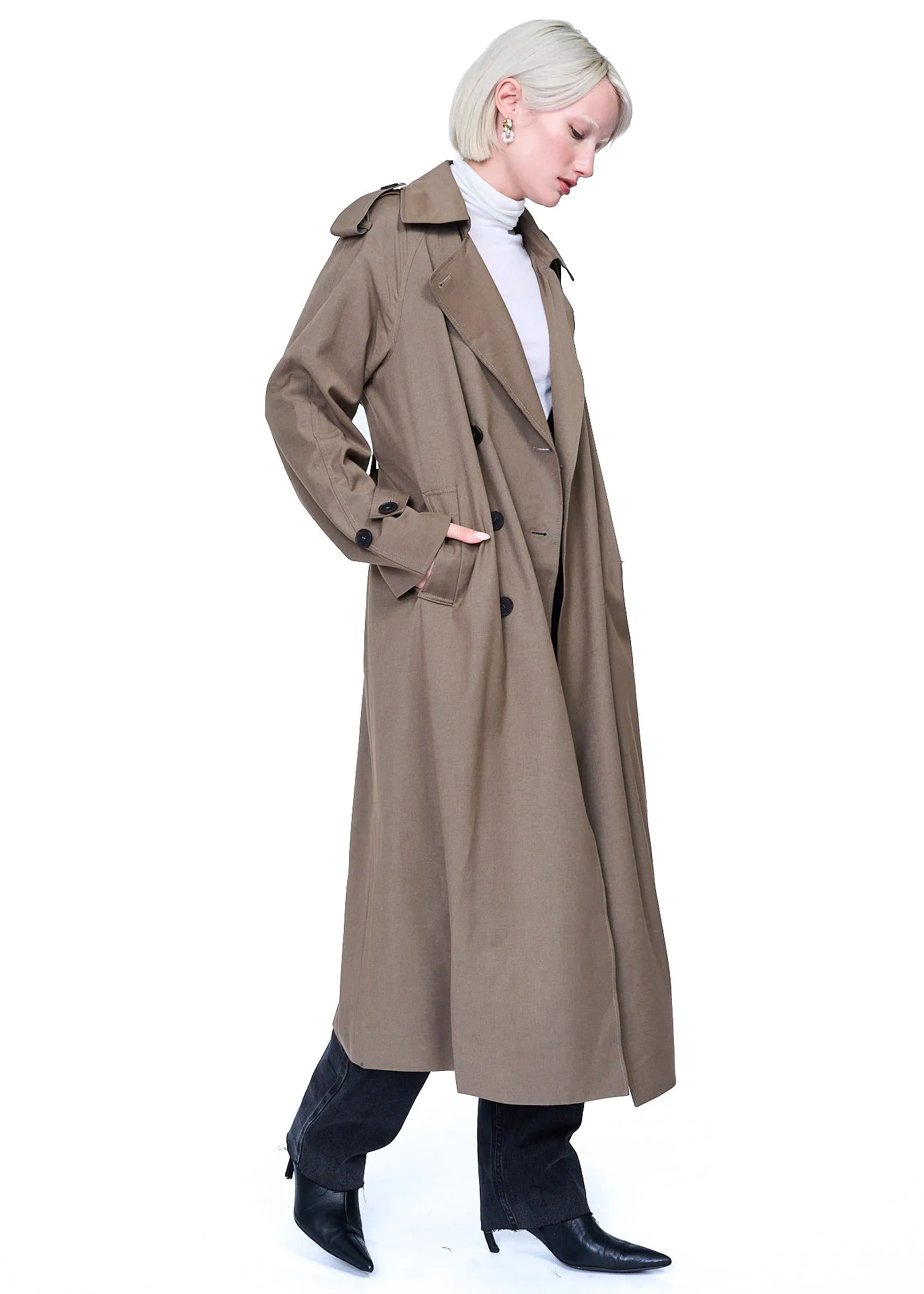 Mijeong Park Wool Blend Long Trench Coat