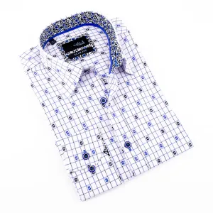 Navy Jacquard Shirt With Trim