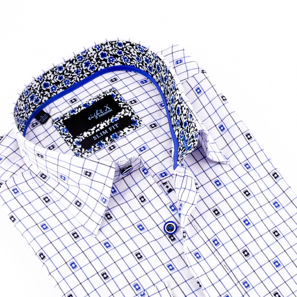 Navy Jacquard Shirt With Trim
