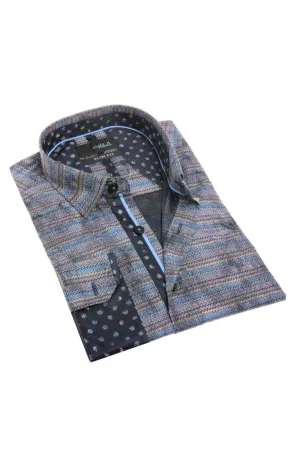 Navy Knit Style Button Down W/Contrasting Trim