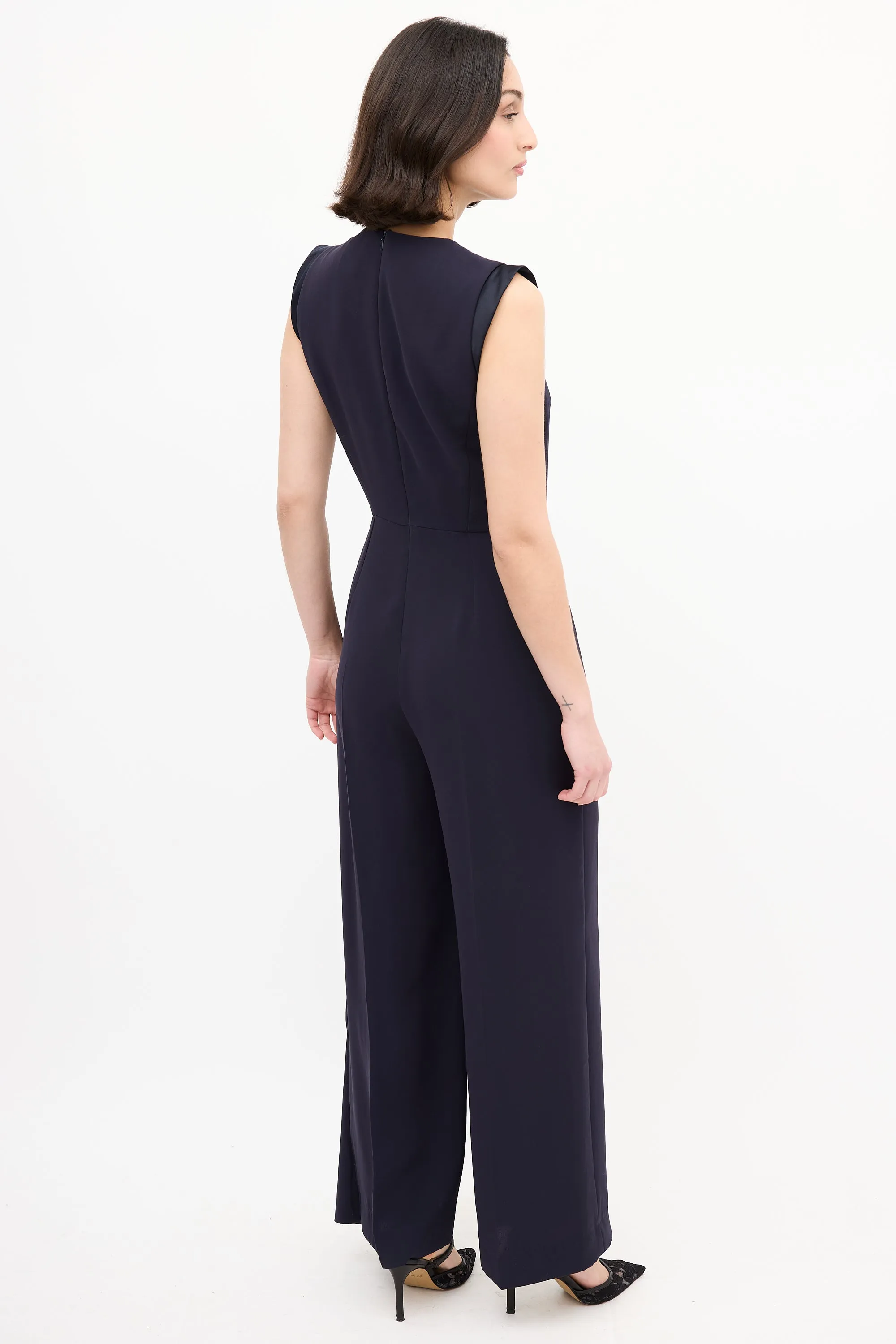 Navy Wide Leg Sleeveless Jumpsuit