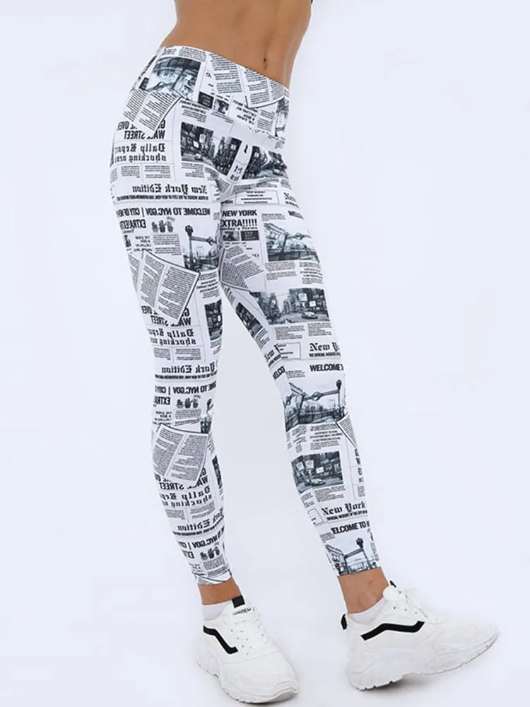 Newspaper Women Seamless Yoga Pants Push Up