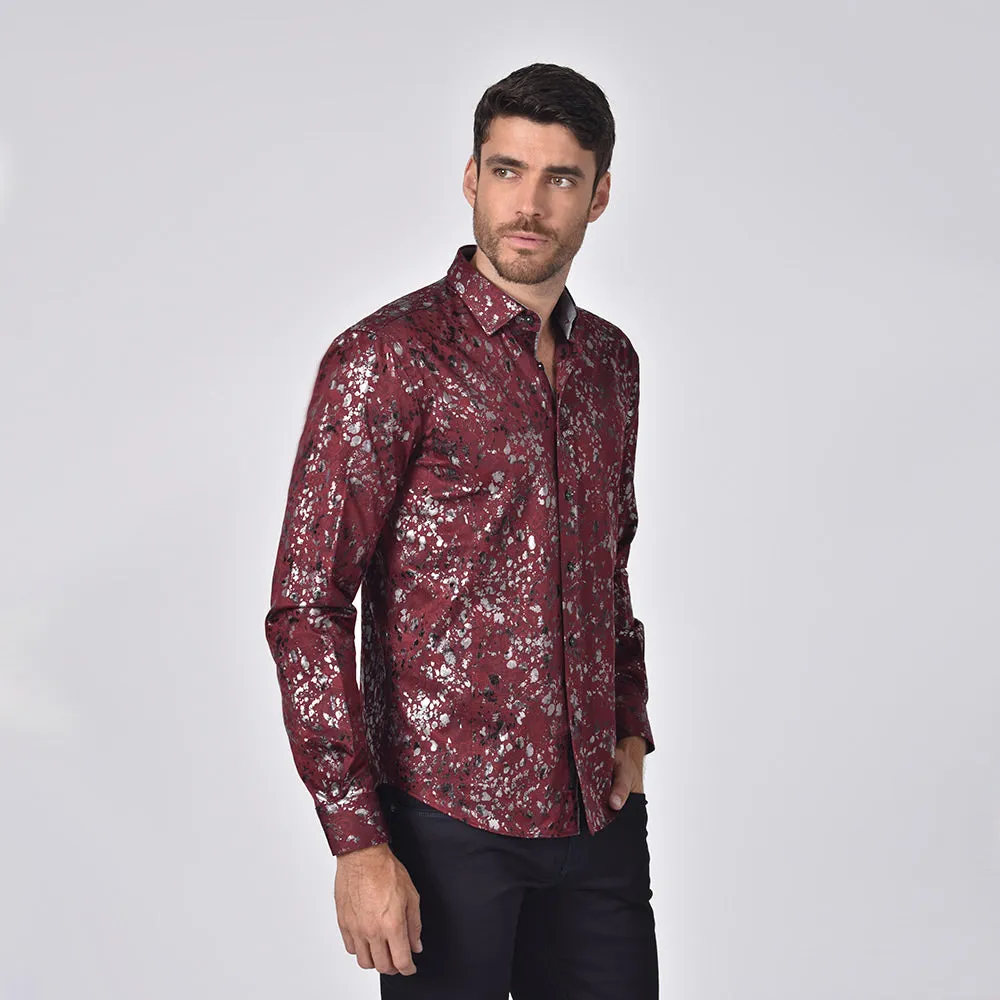 Paisley Jacquard Foil Button Down Shirt
