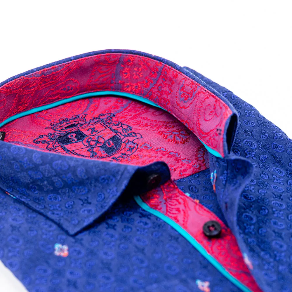 Paisley Jacquard Shirt With Red Trim