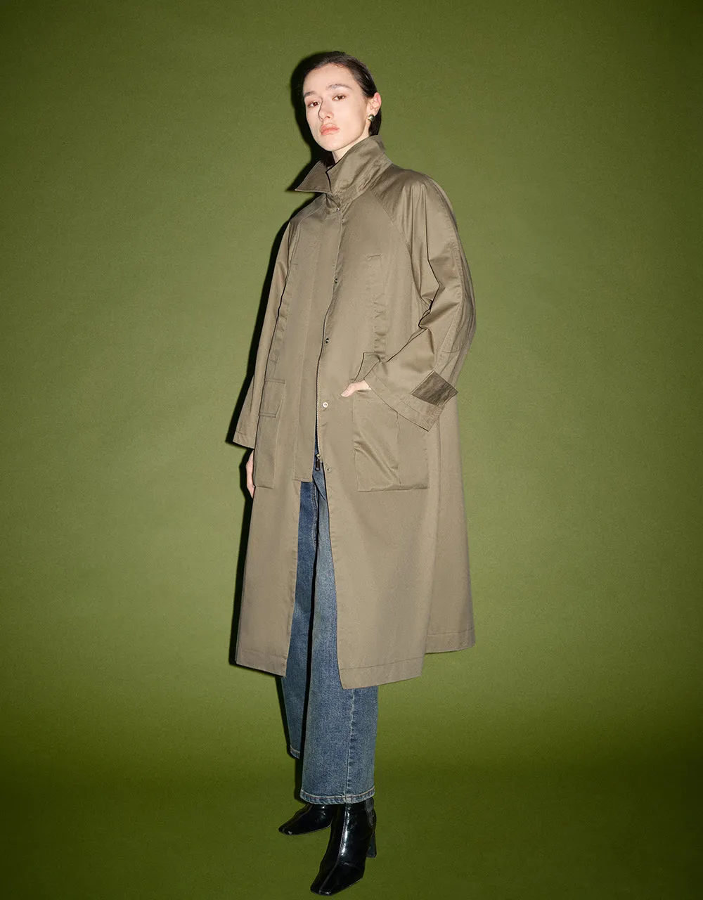 Raglan Sleeve Longline Trench Coat