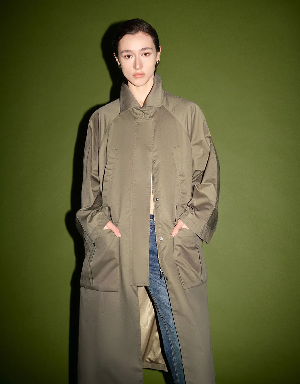 Raglan Sleeve Longline Trench Coat