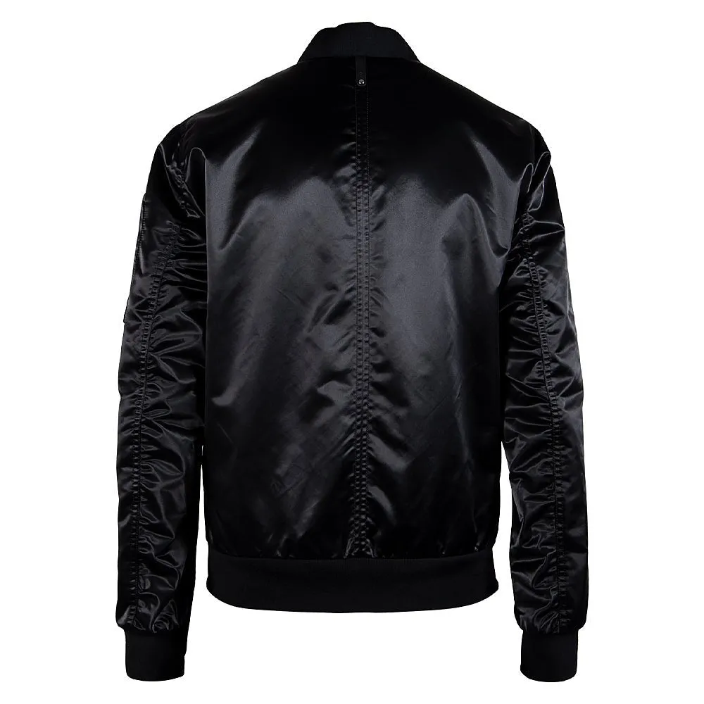 Ragnar Satin Bomber Jacket | Black