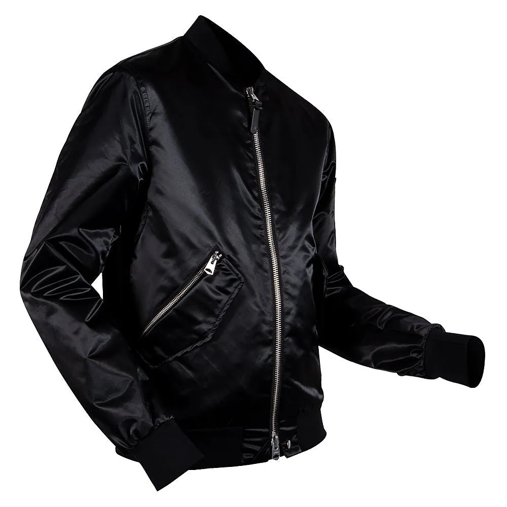 Ragnar Satin Bomber Jacket | Black
