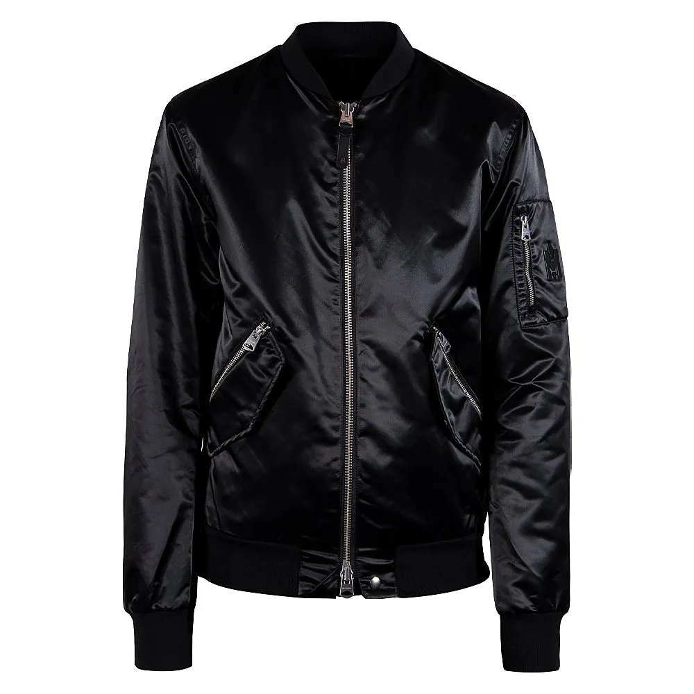 Ragnar Satin Bomber Jacket | Black