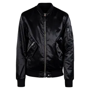 Ragnar Satin Bomber Jacket | Black