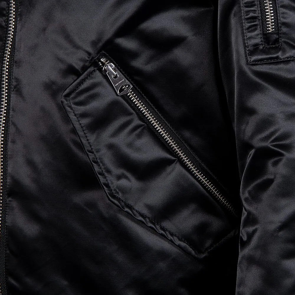 Ragnar Satin Bomber Jacket | Black