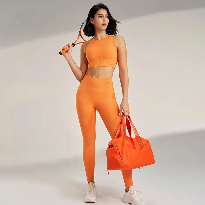 Seamless Yoga Set – High Waisted Leggings & Top Two-Piece Outfit