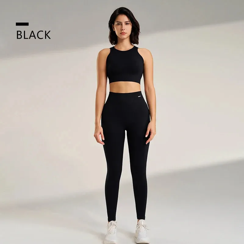 Seamless Yoga Set – High Waisted Leggings & Top Two-Piece Outfit