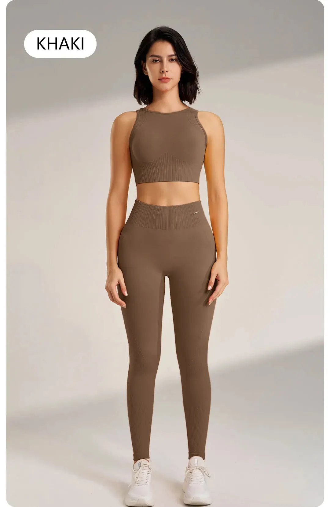Seamless Yoga Set – High Waisted Leggings & Top Two-Piece Outfit