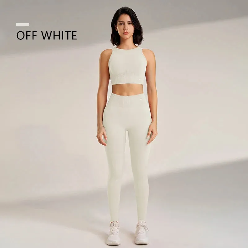 Seamless Yoga Set – High Waisted Leggings & Top Two-Piece Outfit