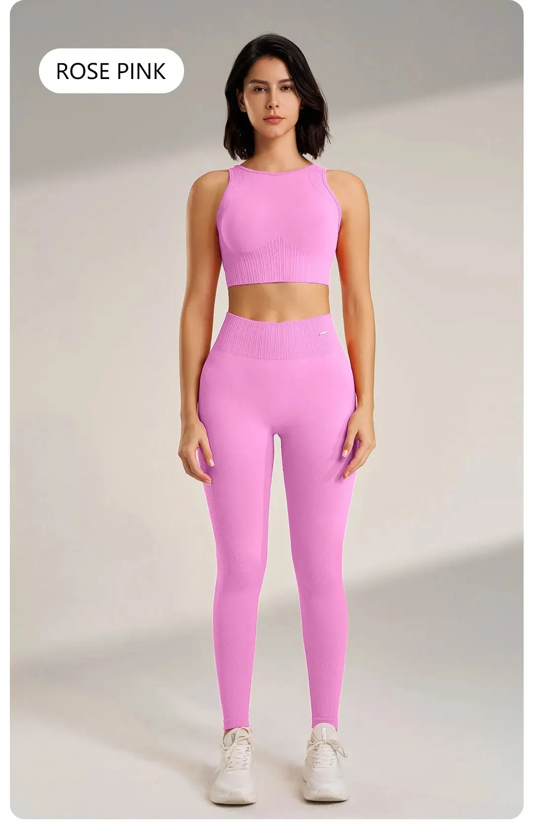 Seamless Yoga Set – High Waisted Leggings & Top Two-Piece Outfit