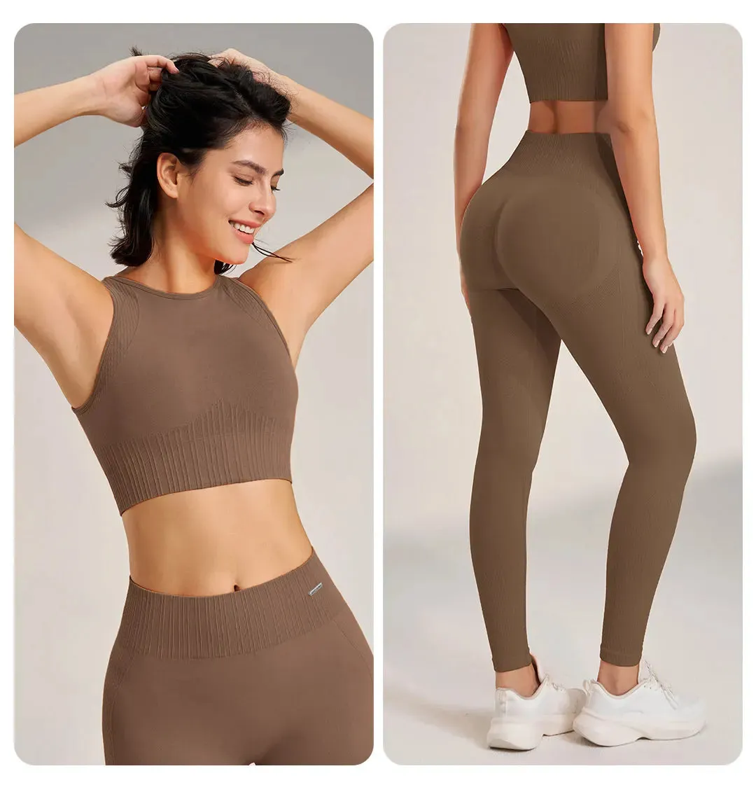 Seamless Yoga Set – High Waisted Leggings & Top Two-Piece Outfit