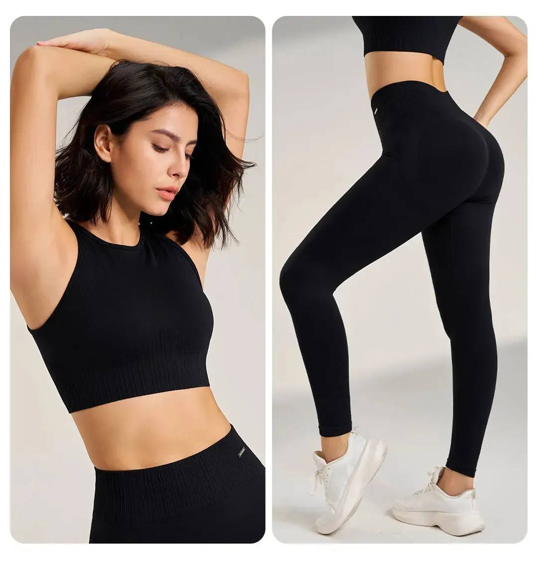 Seamless Yoga Set – High Waisted Leggings & Top Two-Piece Outfit