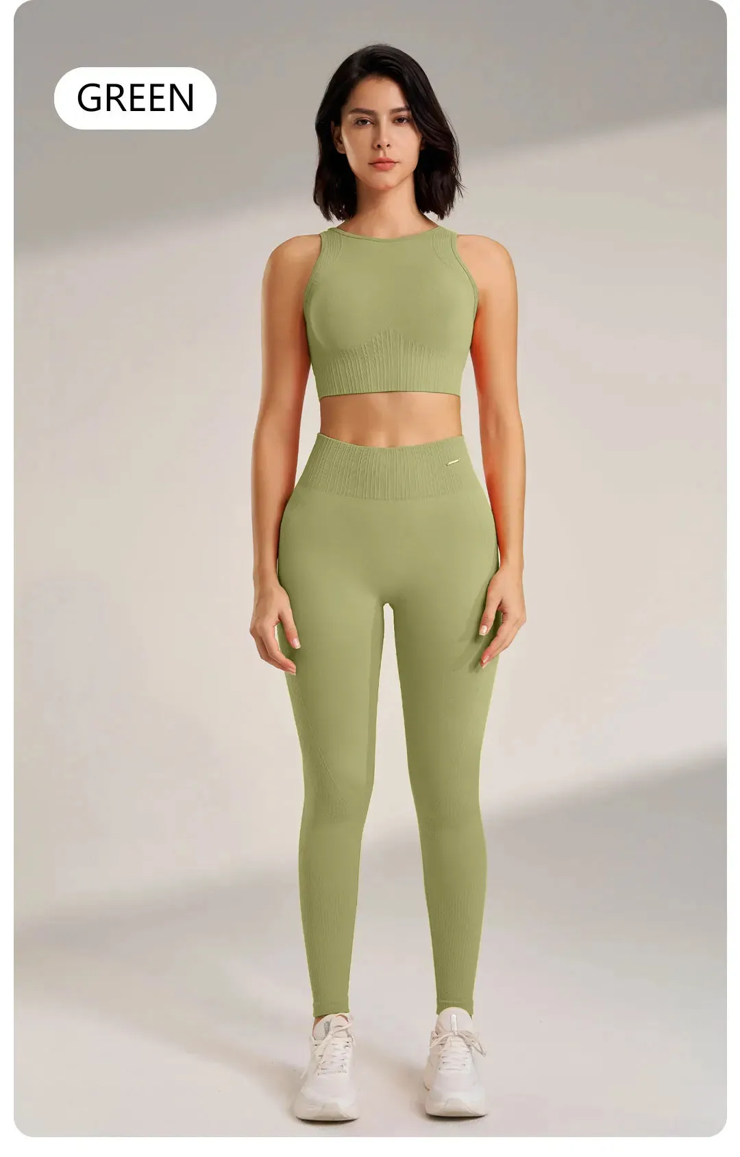 Seamless Yoga Set – High Waisted Leggings & Top Two-Piece Outfit
