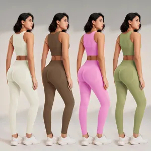 Seamless Yoga Set – High Waisted Leggings & Top Two-Piece Outfit