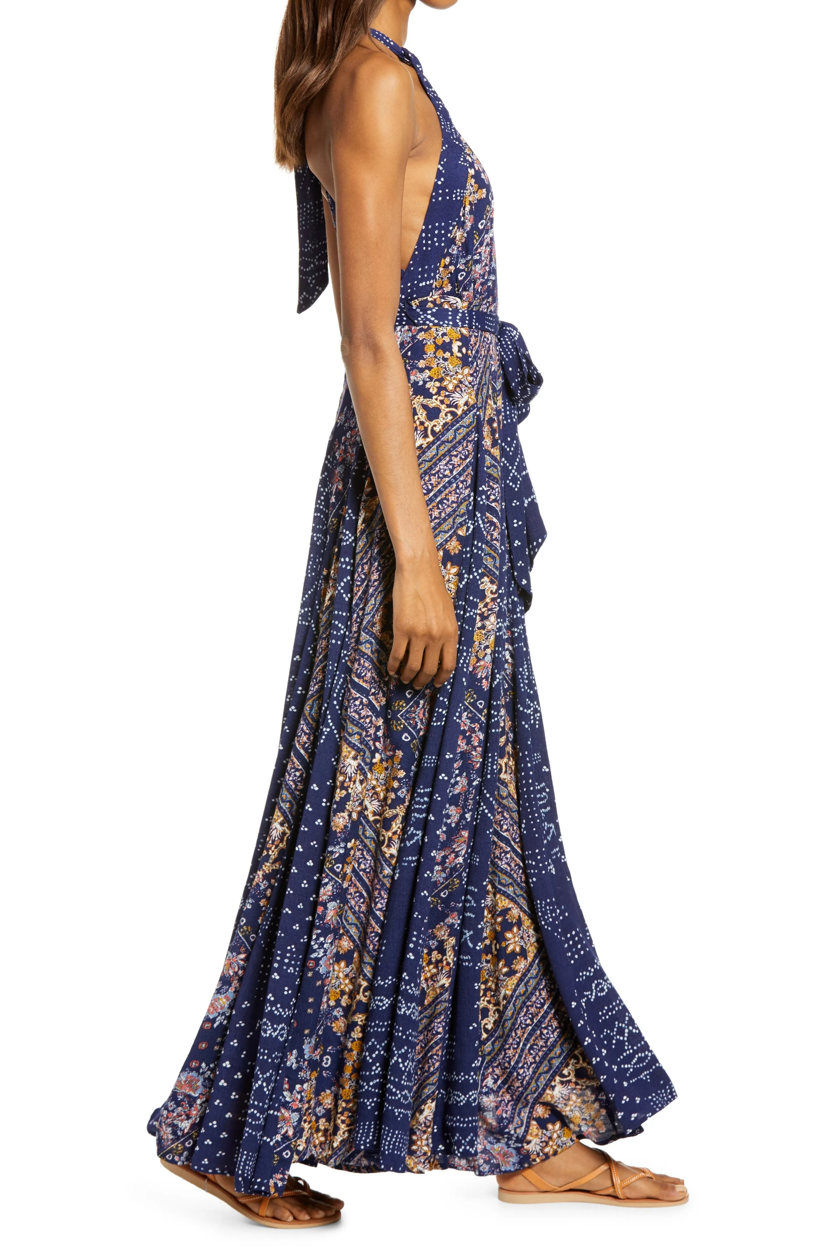 Shangri-La Scarf Print Halter Neck Jumpsuit