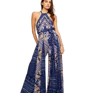 Shangri-La Scarf Print Halter Neck Jumpsuit