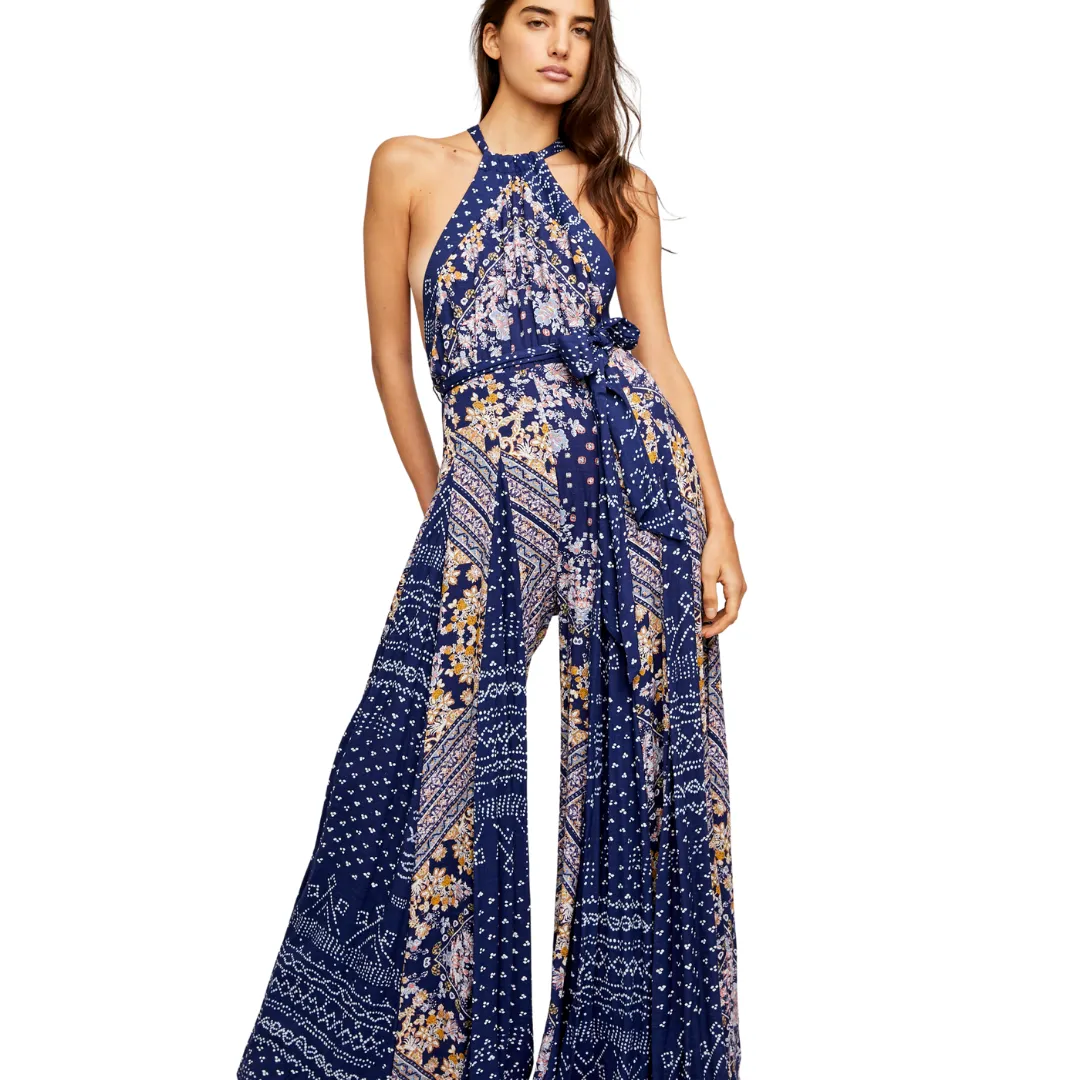 Shangri-La Scarf Print Halter Neck Jumpsuit
