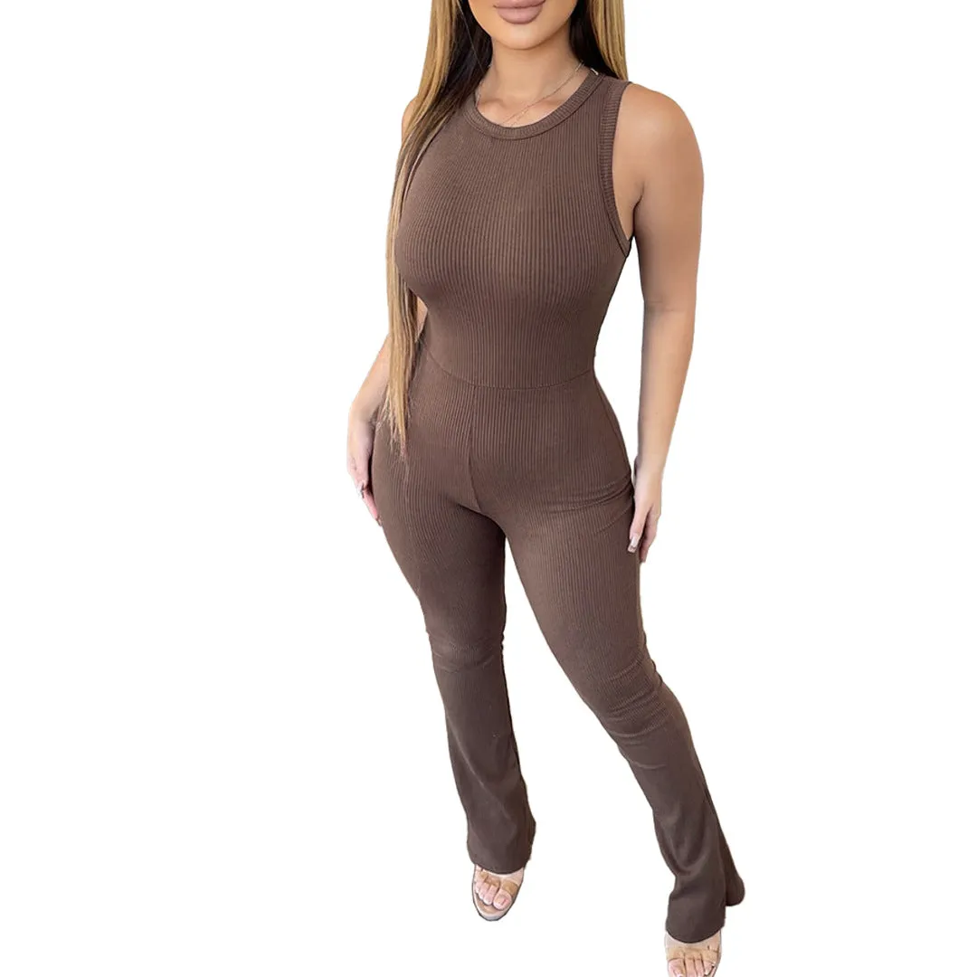 Sleeveless Zipper Jumpsuit