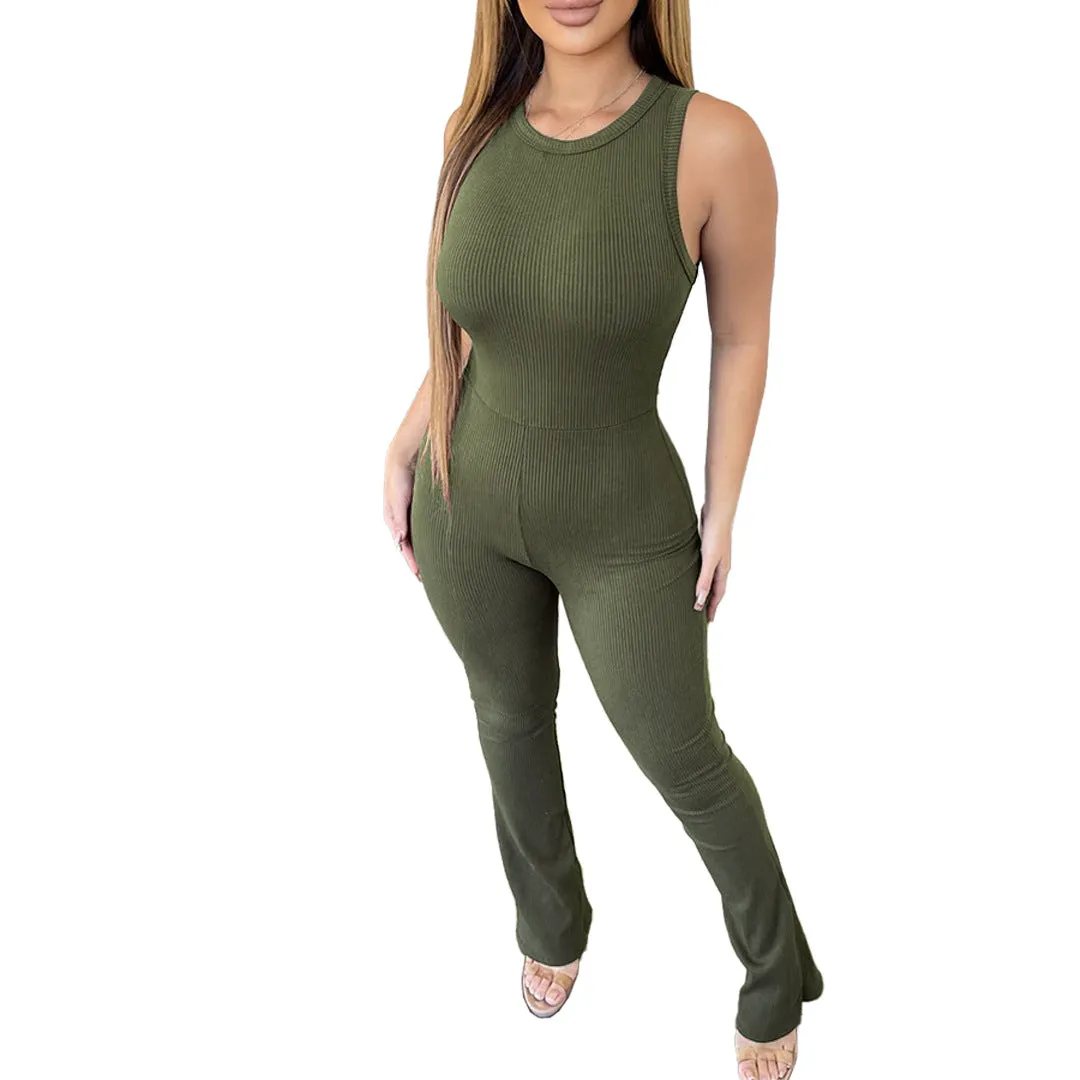Sleeveless Zipper Jumpsuit