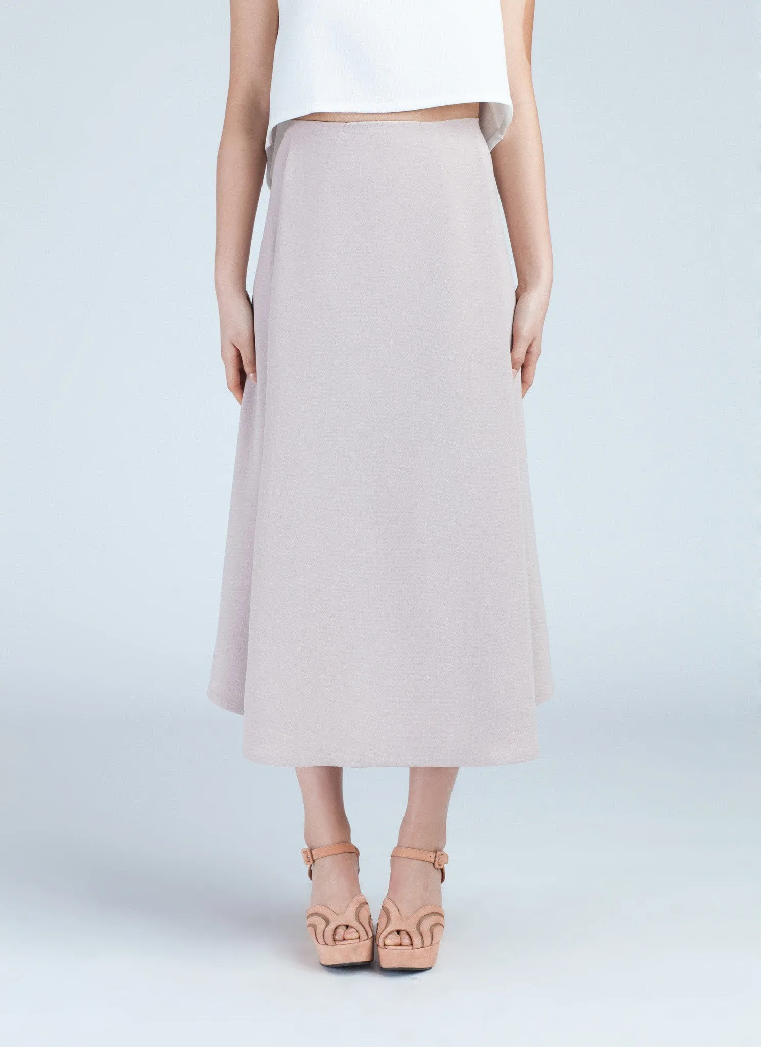 Stream Deep Pleated Midi Skirt - Cream