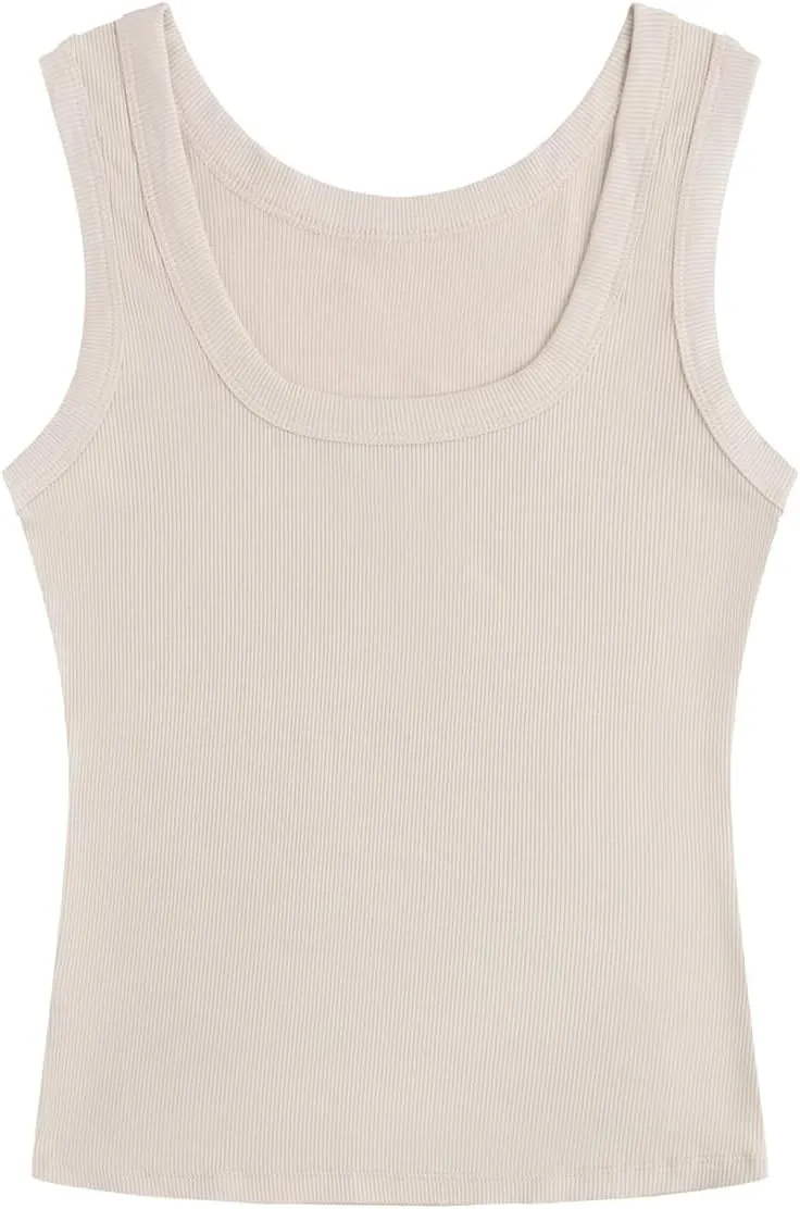 SVALIY Summer Womens Tank Tops 2024 Square Neck Fitted Sleeveless Shirts for Women Ribbed Basic Top