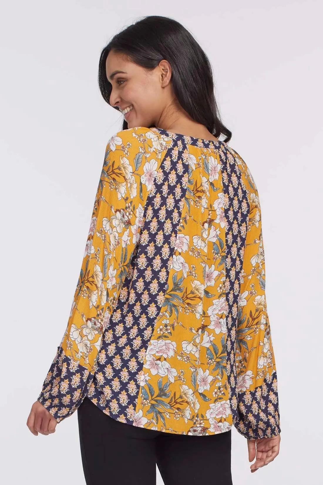 Tribal | Combo Print | Gauze Blouse With Tassels | Women's