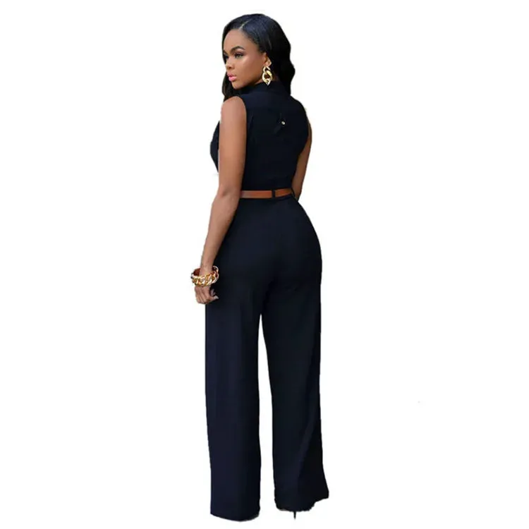 V-Neck Wide Leg Jumpsuit