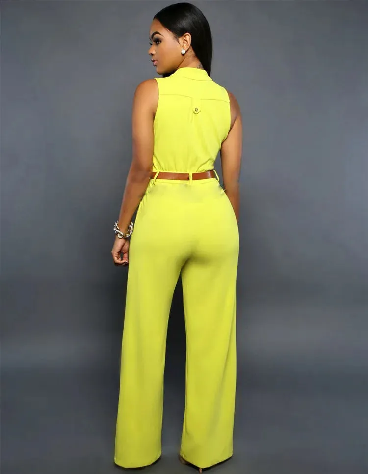 V-Neck Wide Leg Jumpsuit
