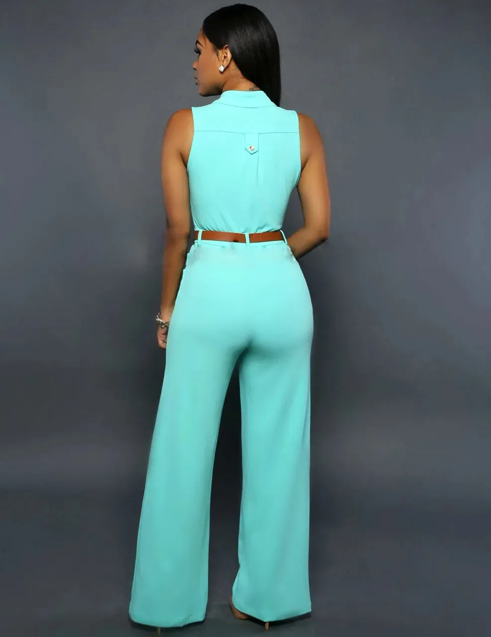 V-Neck Wide Leg Jumpsuit