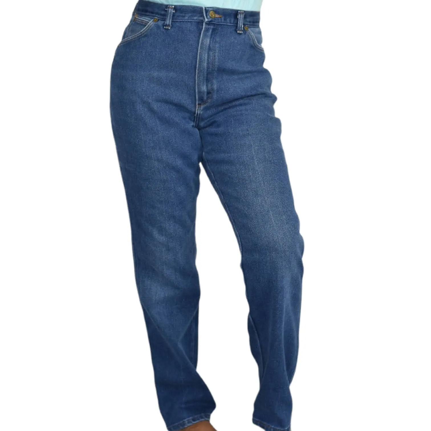 Vintage Wrangler Jeans High Waisted Straight Mom Medium Wash Blue Denim Size 28